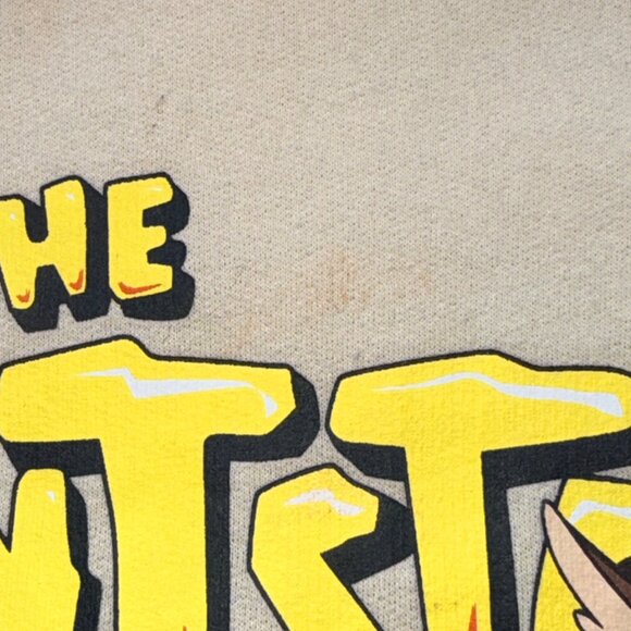 Warner Bros Sweatshirt M Beige Cotton Blend Flintstones Graphic Crewneck - Picture 3 of 10